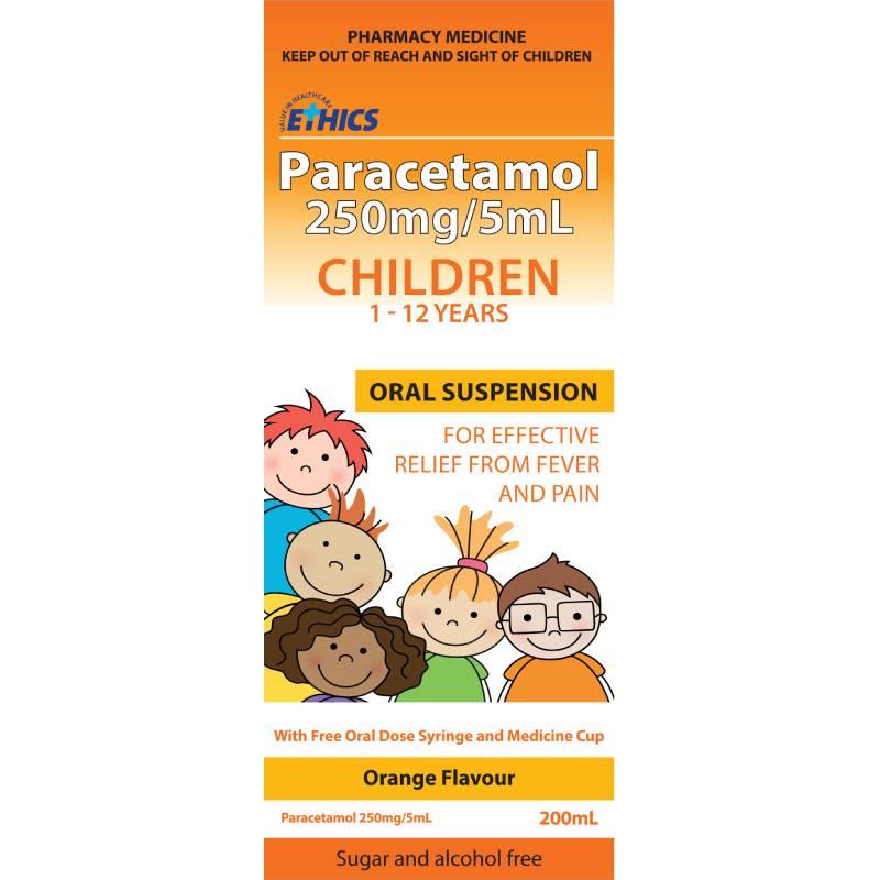 Ethics Paracetamol Oral Suspension 250mg/5ml 200ml