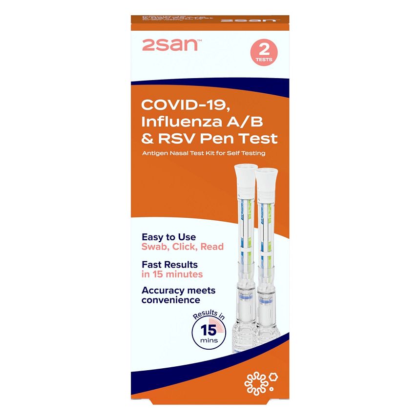 2SAN COVID-19, Influenza A/B & RSV 4-in-1 Pen Test - 2 Pack