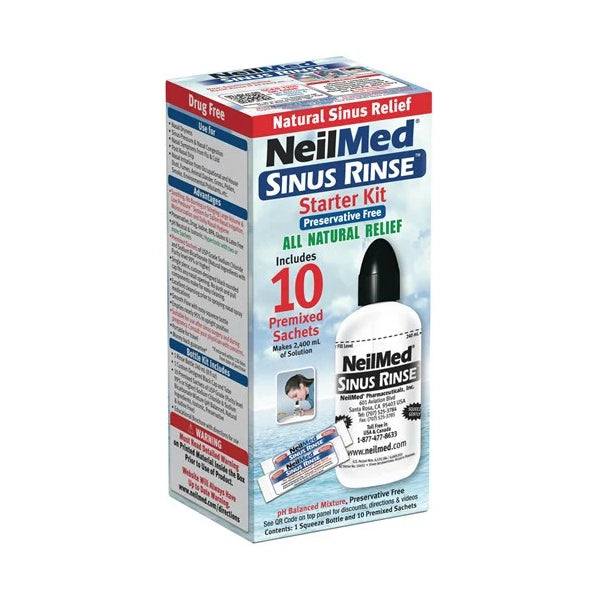 NeilMed Sinus Rinse Starter Kit 240ml Bottle + 10 Sachets